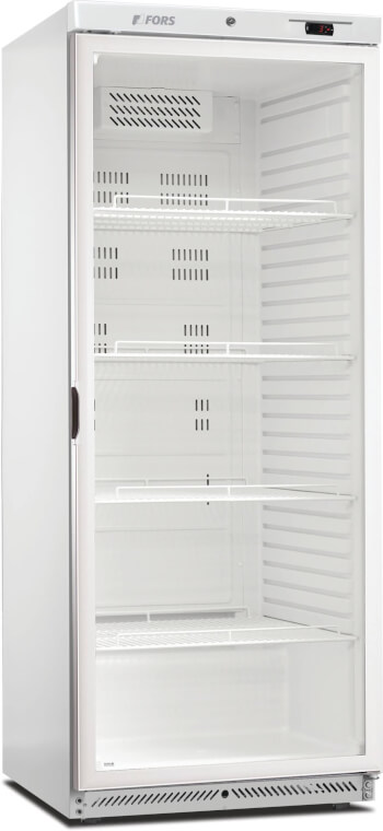 FORS Réfrigérateur droit, porte vitrée, blanc, ABS, GN 2​/​1 - GCV 600 WG