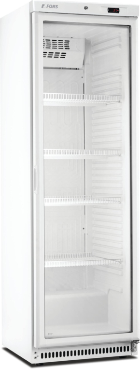 FORS Réfrigérateur droit, porte vitrée, blanc, ABS - CCV 400 WG