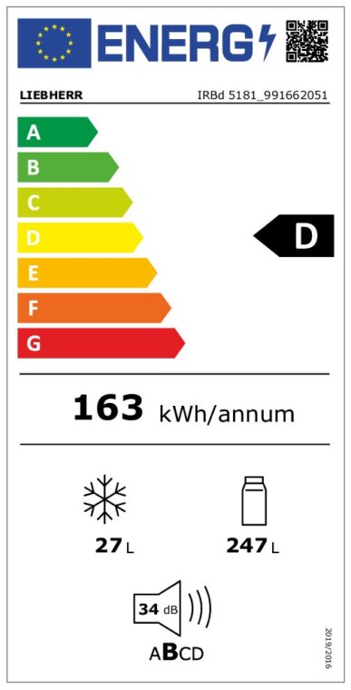 LIEBHERR Integrier​-​Kühlschrank EURO​-​Norm Peak - IRBd 5181