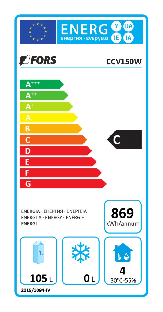 FORS Frigorifero commerciale, porta intera, bianco - CCV 150 W