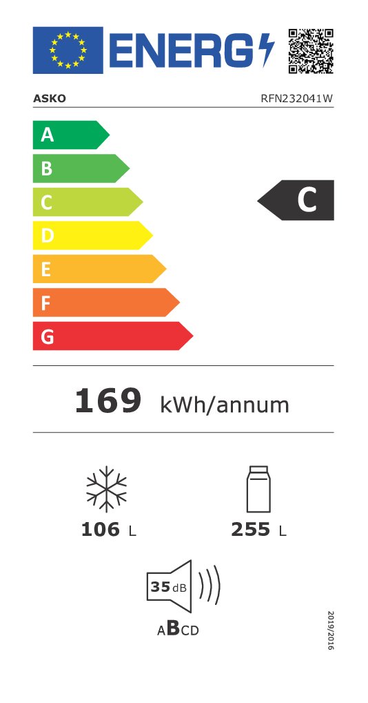 ASKO Combiné réfrigérateur-congélateur pose libre PREMIUM - RFN 232041 W