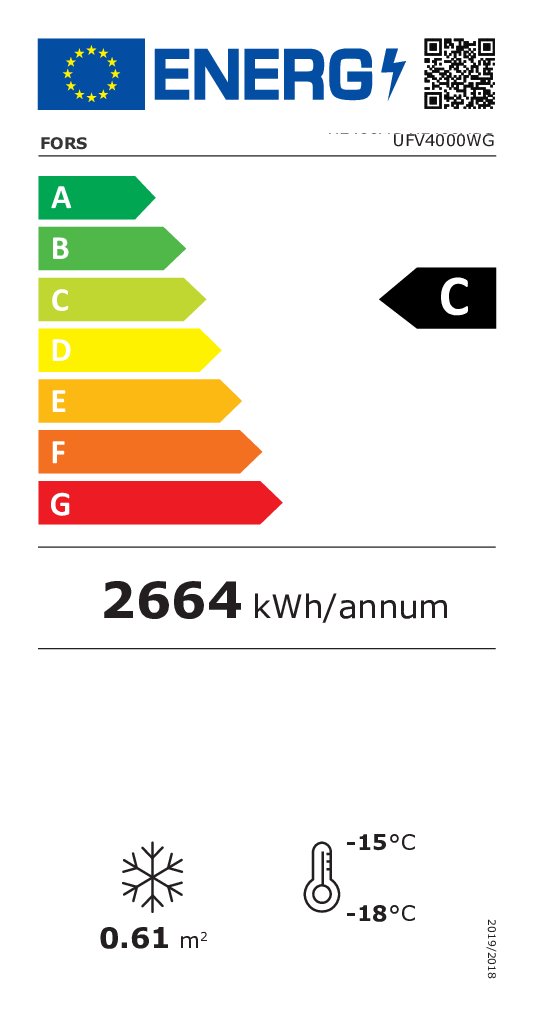 UFV4000WG.tif FORS Gewerbe-Gefrierschrank, Glastür, weiss - UFV 4000 WG