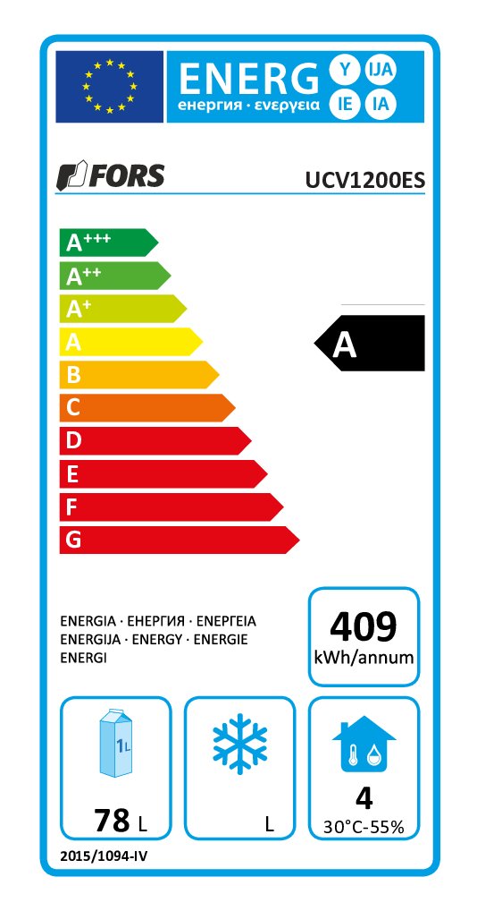 FORS Frigorifero commerciale, porta intera, inox - UCV 1200 ES