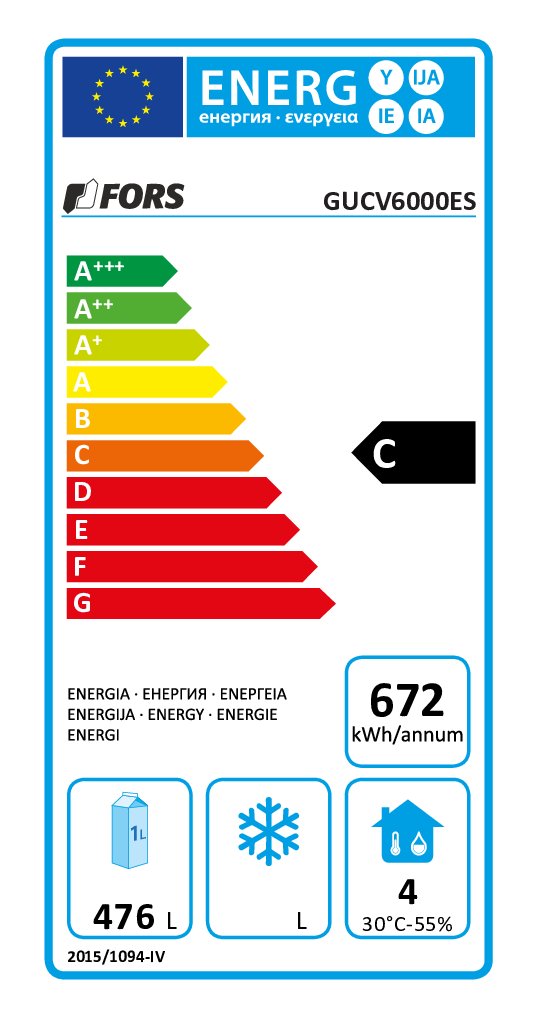 FORS Frigorifero gastronomia, porta intera, inox, GN 2/1 - GUCV 6000 ES