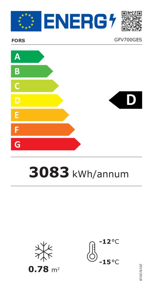 FORS Congélateur gastronomie, porte vitrée, inox, GN 2/1 - GFV 700 GES