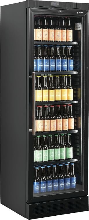 FORS Réfrigérateur pour bouteilles, porte en verre, noir - BCV 4000 NG