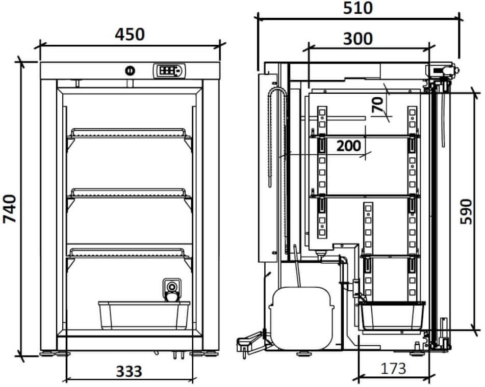 MEDGREE Labor​-​Kühlschrank ATEX, 74 cm - MLRE 66 S ATEX