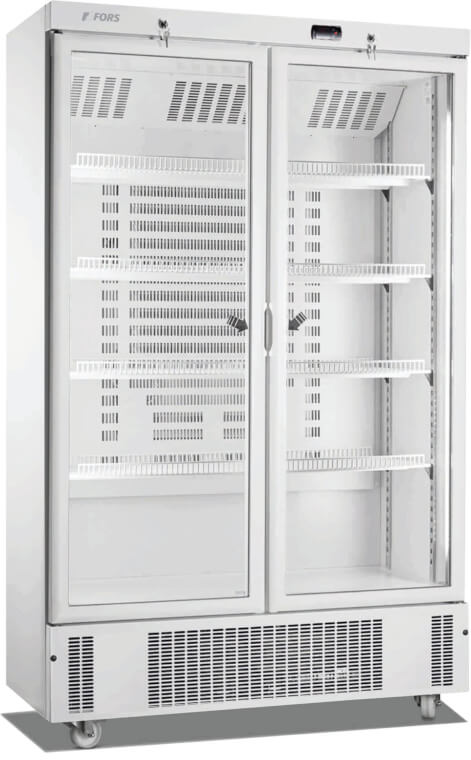 FORS Kühlschrank, doppelte Glastür, Edelstahl weiss - DCCV 800 WG