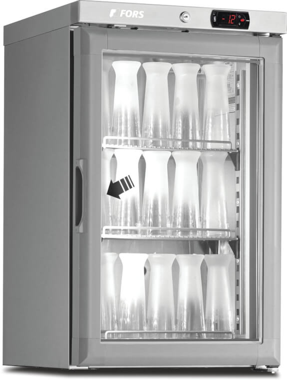 FORS Kühlschrank für Gläser, Glastür, Edelstahl - CCS 50 GES