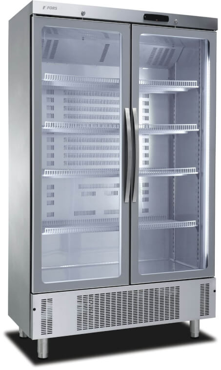 FORS Snack Kühlschrank, doppelte Glastür, Edelstahl - DSCV 800 GES