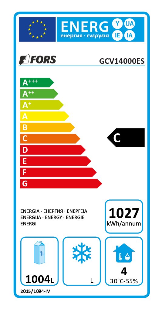 FORS Frigorifero gastronomia, doppia porta intera, inox, GN 2/1 - GCV 14000 ES