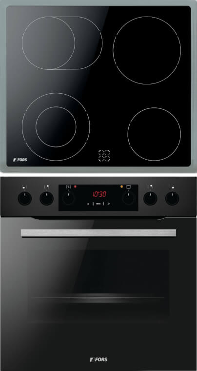 FORS Cucina a incasso norma EURO nero (incl. quadro di compensazione) - FCHD 6042 N-F