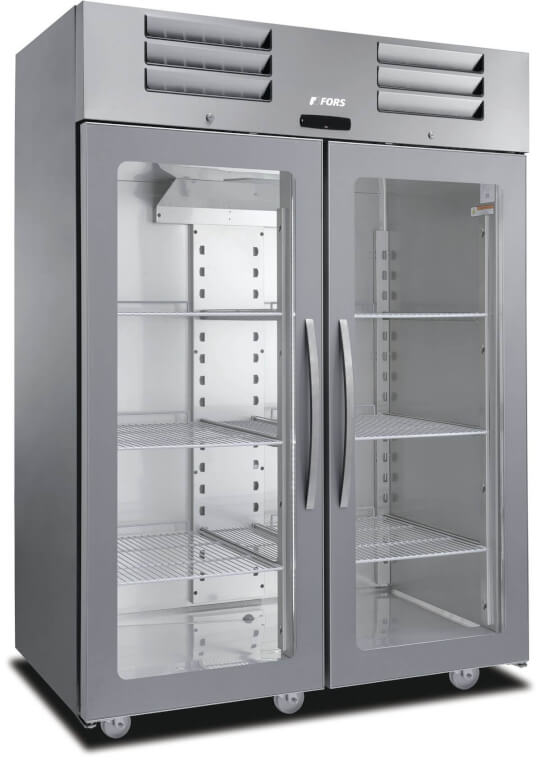 FORS Réfrigérateur, inox, double porte vitrée, GN 2​/​1 - DGCV 1400 GES