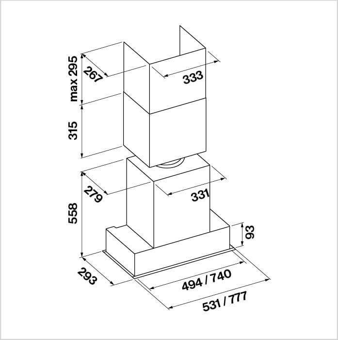 FALMEC Hotte de ventilation intégrée Silence NRS - INCASSO NRS 70 P